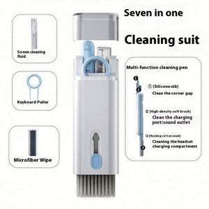 Kit de nettoyage de clavier 7-en-1, nettoyeur de clavier multifonctionnel pour ordinateurs portables, ensemble de brosses de nettoyage pour téléphone, poignée en plastique - Product Image 6