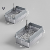 Nouvelle tendance Bac à litière pour chat en acier inoxydable Bac à litière extra large Conception de queue de chat Bac à litière pour chat en acier inoxydable avec côté haut