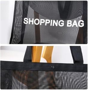 Custom Logo Net <strong>Fruit</strong> Carrying Grocery <strong>Tote</strong> Shoulder Nylon Mesh Shopping Bag with Letter Handle - Product Image 4