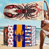 Serviette de plage Langouste personnalisée en microfibre suédée ultra douce, absorbante et à séchage rapide, idéale pour la piscine et le tourisme