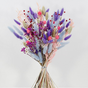 Bouquet de fleurs séchées naturelles Arrangements de fleurs véritables avec eucalyptus séché, coton, pomme de pin, <span class=keywords><strong>graine</strong></span> de lotus pour mariage à la maison - Product Image 2