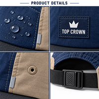 Casquette de baseball imperméable à séchage rapide en nylon à cinq panneaux, visière plate réglable, pour course à pied, randonnée, pêche, protection solaire