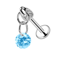 Pendentif en Titane ASTM F136 avec Zircon Cubique, Clou d'Oreille, Piercing Corporel pour Lèvre, Bijoux Personnalisés, Vente en Gros, Fournisseur OEM, Usine