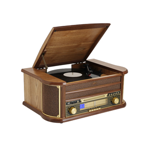 Lecteur de disques vinyles rétro populaire 6-en-1 avec USB, Bluetooth, lecteur de cartes SD, lecteur de <span class=keywords><strong>CD</strong></span>, lecteur de cassettes, radio AM/FM et fonction phonographe - Product Image 2