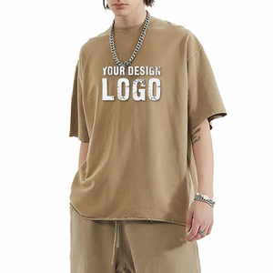 Camiseta de Hombre al por Mayor, Personalizada, Estilo Vintage, Lavada, Hombros Caídos, de Alta Calidad, Holgada, Deportiva, de Media Manga, Tallas Grandes - Product Image 1