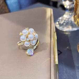 10717 Accessoires en perles DIY, anneau en argent S925, support vide, ensemble de bijoux en argent multi-perles avec perles rondes de 5-6 mm - Product Image 2