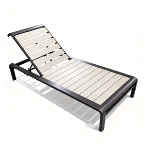 <span class=keywords><strong>Tumbona</strong></span> de aluminio marrón para exteriores de madera plástica para piscina, jardín, restaurante, Hotel, Villa para relajación junto a la piscina - Product Image 1