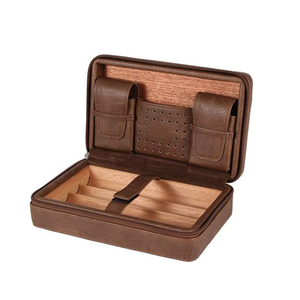 Custom Wholesale Popular Cigar Cases Humidors Private Label Humidor Wood Travel Leather Humidor Cigar Cabinet