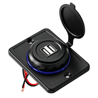 Pengisi Daya USB untuk Mobil Tahan Air Panel Mount 24 Volt Input 3.1A Output Dual USB-A Adaptor Pengisi Daya Mobil Soket Pengisi Daya Port USB