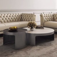 Mobilier de salon moderne nordique rustique italien grande table basse en pierre pour le service de thé ou de café