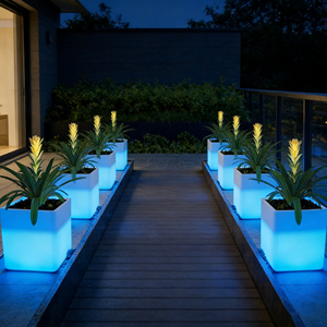LED <b>Solar</b> Powered Waterproof Outdoor Indoor Glowing Plastic <b>Flower</b> Pot <b>Light</b> Eco-Friendly Lightweight Home Planter 3L Garden - Product Image 6