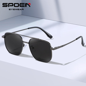 Lunettes de soleil polarisées en métal SPOEN, rectangulaires, UV400, pour la conduite, unisexe, 2025 - Product Image 1