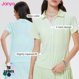 Janya Quick Dry Pickleball indossa Polo a maniche corte 2 pezzi Set gonna da Tennis a vita alta con tasche Shorts per donna - Product Image 3