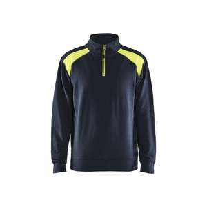 BLAKLADER - 335311588633XXXL Sudadera de 2 tonos con media cremallera Azul marino oscuro/Amarillo hi-vis-EAN 7330509898178 WORK HOODIES - Product Image 1