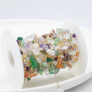 Affordable Multi-Color Natural Stone Chip Gold <b>Copper</b> <b>Chain</b> for Jewelry Making | Sold by Meter - Product Image 5