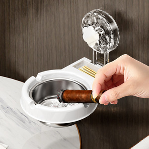Cendrier mural en acier inoxydable, design minimaliste rond, pour la maison, la salle de bain, les toilettes, aucun perçage requis - Product Image 1