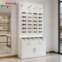Vente d'usine, vitrine mobile pour lunettes, mobilier de magasin d'optique, panneau perforé personnalisé, présentoir à lunettes en bois avec roulettes