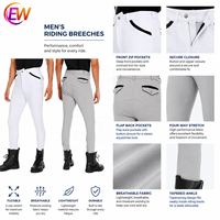Pantalon d'équitation homme best-seller avec demi-grip, compression, taille mi-haute, coupe régulière, pour l'entraînement, avec fermeture éclair