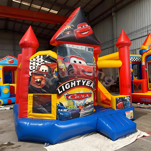 Huatong PVC nảy lâu đài trẻ em xe màu đỏ chủ đề với trượt bouncy nhảy phim hoạt hình combo Inflatable nhà bị trả lại cho trẻ em - Product Image 1