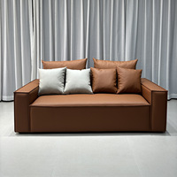 Ensemble de canapés modulaires en forme de bloc de tofu, style minimaliste italien, canapé sectionnel en cuir véritable, OEM pour les petits appartements et les meubles de maison
