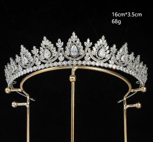 奢华高品质公主选美婚礼皇冠和头饰立方锆石新娘发冠生日舞会头饰 - Product Image 4