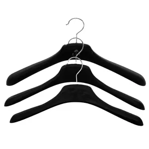 شماعات ملابس وفساتين للملابس للعرض ملابس بلاستيكية باللون الأسود متعددة الوظائف مطلية بالمطاط PS شماعات ملابس