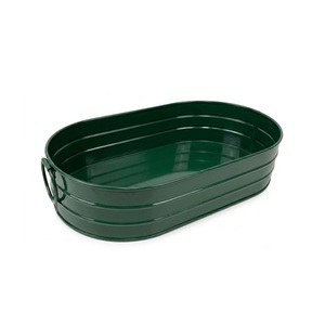 Macetas Metálicas para Jardín, Macetas Grandes para Decoración de Jardín Exterior, Color Verde, Forma Ovalada, Maceta para Flores - Product Image 1