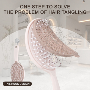 Brosse à cheveux auto-nettoyante 3D à marque privée, peigne de massage ventilé évidé pour femmes, nettoyage en un clic, brosse volumisante et coiffante - Product Image 3