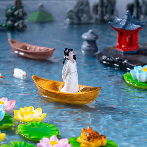 Kunstmatige Vijver Landschap Micro Hars Kikker Lotusblad Lotus Bloemen Schip Beeldjes Voor Diy Ambachtelijke Tuin Glazen Container Ornament - Product Image 2