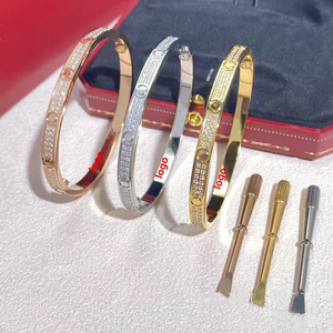 High Quality Women Mens Designer 18k Gold Plated Jewelry Diamond Bracelets <strong>Love</strong> <strong>Bangles</strong> With Screwdriver - Product Image 2