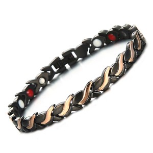 Bracelet à maillons tendance en alliage de zinc magnétique unisexe, bijou cadeau, design vague, poisson rouge, épi de blé - Product Image 4