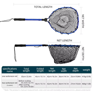 Épuisette de pêche à la mouche télescopique en aluminium avec filet en caoutchouc souple pour attraper et libérer les poissons, idéale pour la <span class=keywords><strong>truite</strong></span> et le bar - Product Image 4