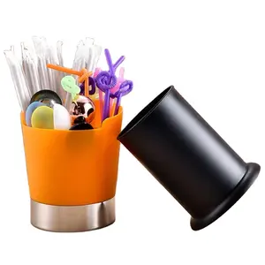 Commercial Bar 3-Section Utensil Holders and Flatware Organizers Round Barrels for Hotels & Restaurants