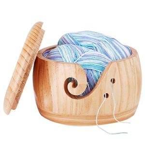 Outils <span class=keywords><strong>de</strong></span> bricolage, fournitures <span class=keywords><strong>de</strong></span> crochet, organisateur <span class=keywords><strong>de</strong></span> fil en gros, bol à <span class=keywords><strong>laine</strong></span> en <span class=keywords><strong>bois</strong></span> écologique pour le tricot et le crochet avec couvercle - Product Image 1
