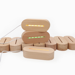 Chất lượng cao 3D LED Acrylic ánh sáng thông minh <span class=keywords><strong>USB</strong></span> cơ sở bằng gỗ hình dạng hình bầu dục cho phòng ngủ trang trí nội thất bảng tin DIY Acrylic Led trang trí - Product Image 1