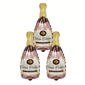 Globos de Aluminio con Forma de Botella de Champán para Celebración, Color Oro Rosa, 21.5x50cm, 12 Piezas, Decoración para Fiestas - Product Image 2