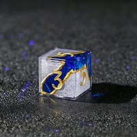 Ensemble de dés carrés en résine facettée bleu argenté de haute qualité, 7 pièces, motif étoile veinée, faits à la main, à bords vifs, polyédriques, pour jeux de table DND RPG