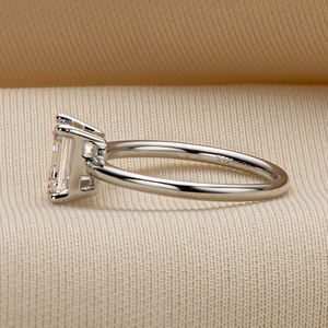 ग्राम प्रमाणीकरण सोलिटेयर एराल्ड कट मोइससानाइट रिंग डी रंग 5x7 मिमी 1.0ct स्टर्लिंग चांदी सगाई का वादा उसके लिए छल्ले - Product Image 3