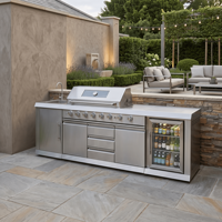 Cuisine extérieure modulaire en acier inoxydable antirouille, sans formaldéhyde, pour jardin et cour, avec îlot barbecue – Vente chaude