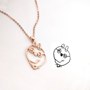 <span class=keywords><strong>Collana</strong></span> con ciondolo dipinto per bambini carini <span class=keywords><strong>collana</strong></span> con <span class=keywords><strong>disegno</strong></span> personalizzato in acciaio inossidabile placcato oro personalizzato per bambini - Product Image 3