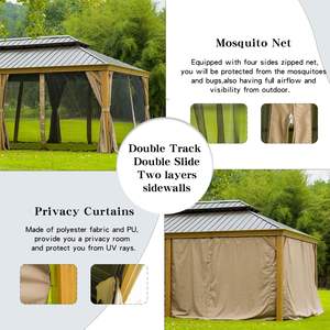 लक्जरी एल्यूमीनियम हार्डटॉप गैज़बो उच्च गुणवत्ता वाले पेगोआ बाहरी मंडप गज़ेबो गार्डन डबल पॉलीकार्बोनेट छत मंडप - Product Image 3