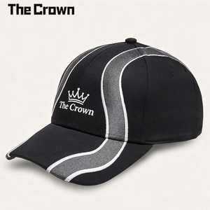 Casquette de baseball personnalisée en gros de haute qualité à 6 panneaux, sergé noir, broderie, passepoil, bande argentée, visière incurvée, ajustable, unisexe - Product Image 2