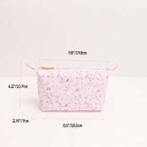 Pochette de maquillage personnalisée en forme de dumpling, écologique, à imprimé floral, pour le rangement, avec fermeture éclair en nylon, étanche, pour le voyage - Product Image 6
