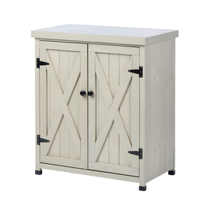 Banc de travail extérieur imperméable pour jardin, abri de rangement, table de travail extérieure en bois certifiée FSC, style classique - Product Image 1