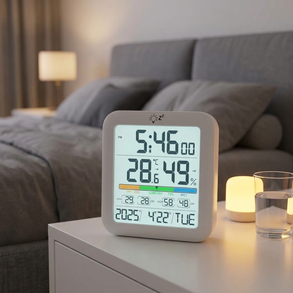 Digital Color Screen Weather Station Clock – Indoor Humidity & Temp Sensor - View 6