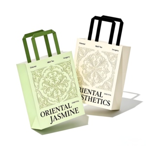 Bolsas de Papel Laminado Ecológicas Impresas Personalizadas con Asas Planas para Tiendas de Té, Empaque de Regalo Artesanal Premium - Product Image 1