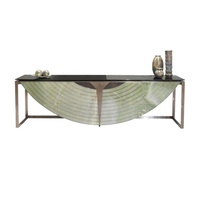 Meuble de luxe redessiné de haute qualité, table console semi-circulaire en marbre naturel de Chine, moderne