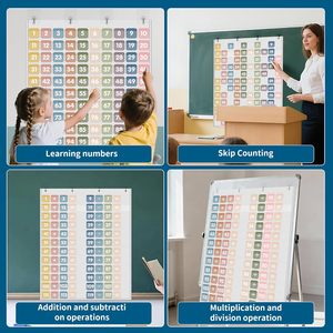 Tabla de Cien Números con 120 Bolsillos, 135 Tarjetas Numéricas de Doble Cara, Herramienta de Aprendizaje de Matemáticas para Niños, Uso en el Aula y en Casa - Product Image 3
