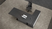 Bureau de direction en bois, grand bureau d'ordinateur pour PDG avec boîte à câbles multifonction et absorption acoustique