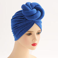 Nuevo sombrero de turbante étnico indio de Color sólido con bola de giro tridimensional para Amazon Pañuelo de verano transfronterizo hecho
